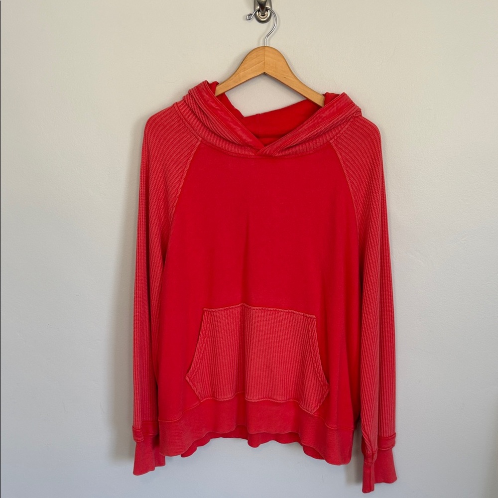 Aerie Red Lightweight Hooded Sweatshirt – NWOT + Matching Set (Pants Sz L)